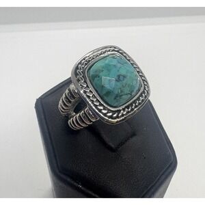Chisel Stainless Steel Antiqued Imitation Turquoise Ring Size‎ 6 Rope Design